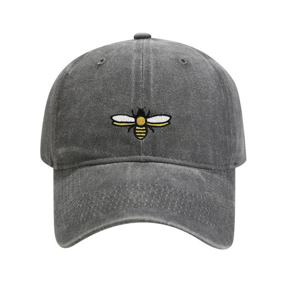hengsof Vintage Washed Baseball Cap with Floral Bee Embroidery, Adjustable Baseball Cap for Men Women
