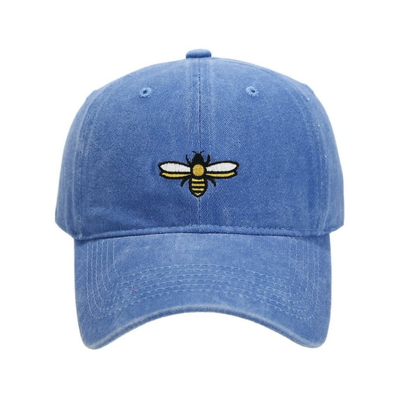 hengsof Vintage Washed Baseball Cap with Floral Bee Embroidery, Adjustable Baseball Cap for Men Women