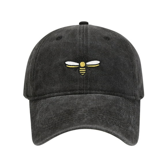 hengsof Vintage Washed Baseball Cap with Floral Bee Embroidery, Adjustable Baseball Cap for Men Women