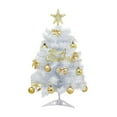 thumbnail image 1 of hengsof White Mini Christmas Tree, 24 Inch Tabletop Artificial Xmas Pine Tree with Gold Top Star, Small Spruce Tree for Holiday Winter Home Party Decor, 1 of 6