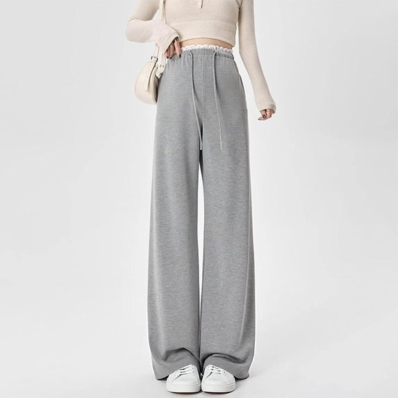 hengsof Wide Leg Sweat Pants for Maternity High Waisted Baggy Sweatpants Casual Drawstring Workout Pants