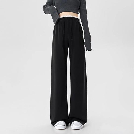 hengsof Wide Leg Sweat Pants for Maternity High Waisted Baggy Sweatpants Casual Drawstring Workout Pants