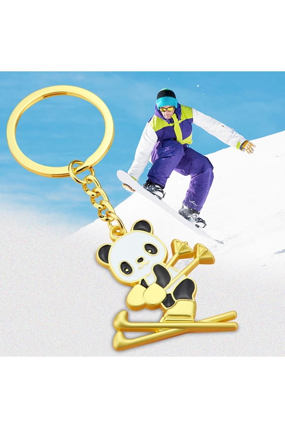 Winter Sports Ski Keychain, Ski Bear Snowboard Theme Key Ring, Small Gift for Outdoor Enthusiasts, Seasonal Holiday Accessory