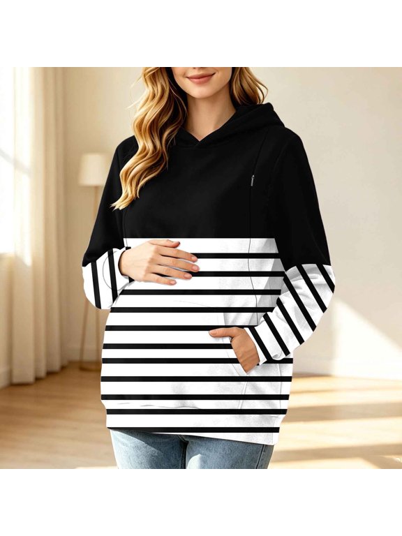Women Nursing Sweatshirts for Breastfeeding - Friendly Zipper Maternity Sweater Long Sleeve Mama Pullover Hoodie Tops