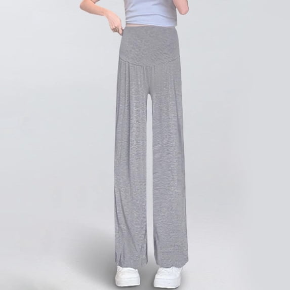 hengsof Women's High Waisted Wide Leg Pants for Maternity Casual Wear During Pregnancy