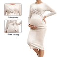 thumbnail image 1 of hengsof Women's Long Sleeve Crossover Maternity Dress, Knitted Long Sleeve Maternity Wear with Adjustable Ties, 1 of 8