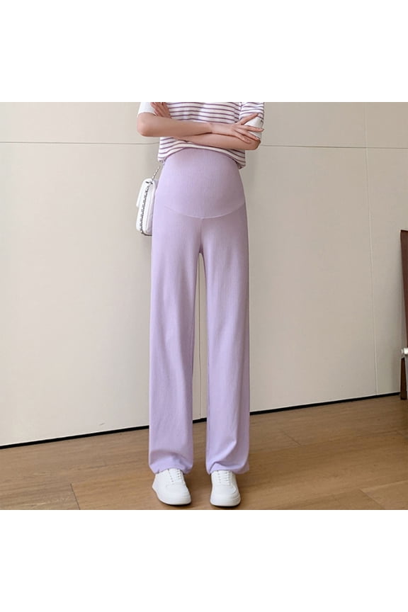 Women's Maternity High-Waisted Wide Leg Pants for Pregnancy Daily Wear