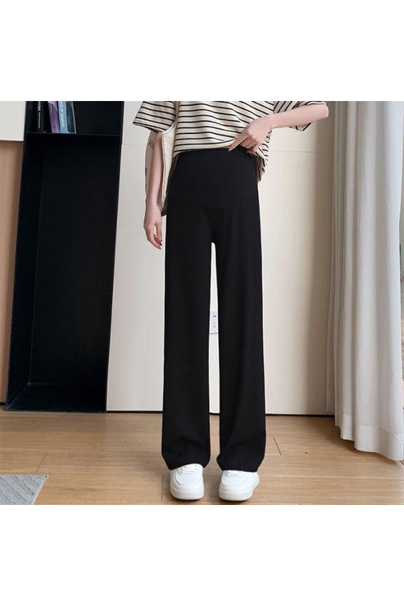 Women's Maternity High-Waisted Wide Leg Pants for Pregnancy Daily Wear