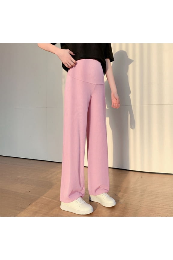 Women's Maternity High-Waisted Wide Leg Pants for Pregnancy Daily Wear