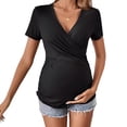 thumbnail image 1 of hengsof Women's Maternity Nursing Tops Short Sleeve V Neck Breastfeeding Tee Shirts Pregnancy Tops, 1 of 7