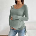 thumbnail image 1 of hengsof Women's Maternity Shirts Ruched Drawstring Long Sleeve Knit Pregnancy Tops, 1 of 4
