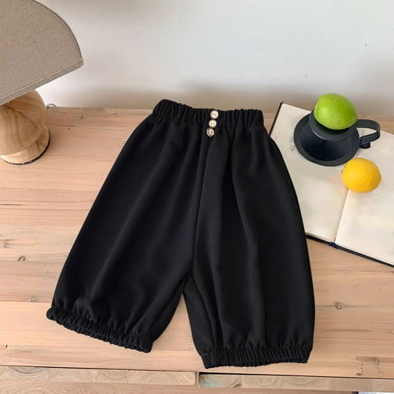 hengsof Youth Unisex Summer Mosquito Repellent Capris, Outdoor Solid Color Casual Comfortable Elastic Waist Cuffed 7/8 Length Pants for Ages 2 to 14 Years