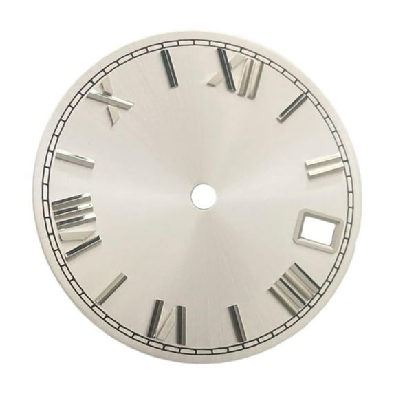 hengtong 28.5mm Watch Dial for NH35 NH36 Movement with Calendar Vintage Design Replacement Watch Face Component Part Accessories Spare White Argent