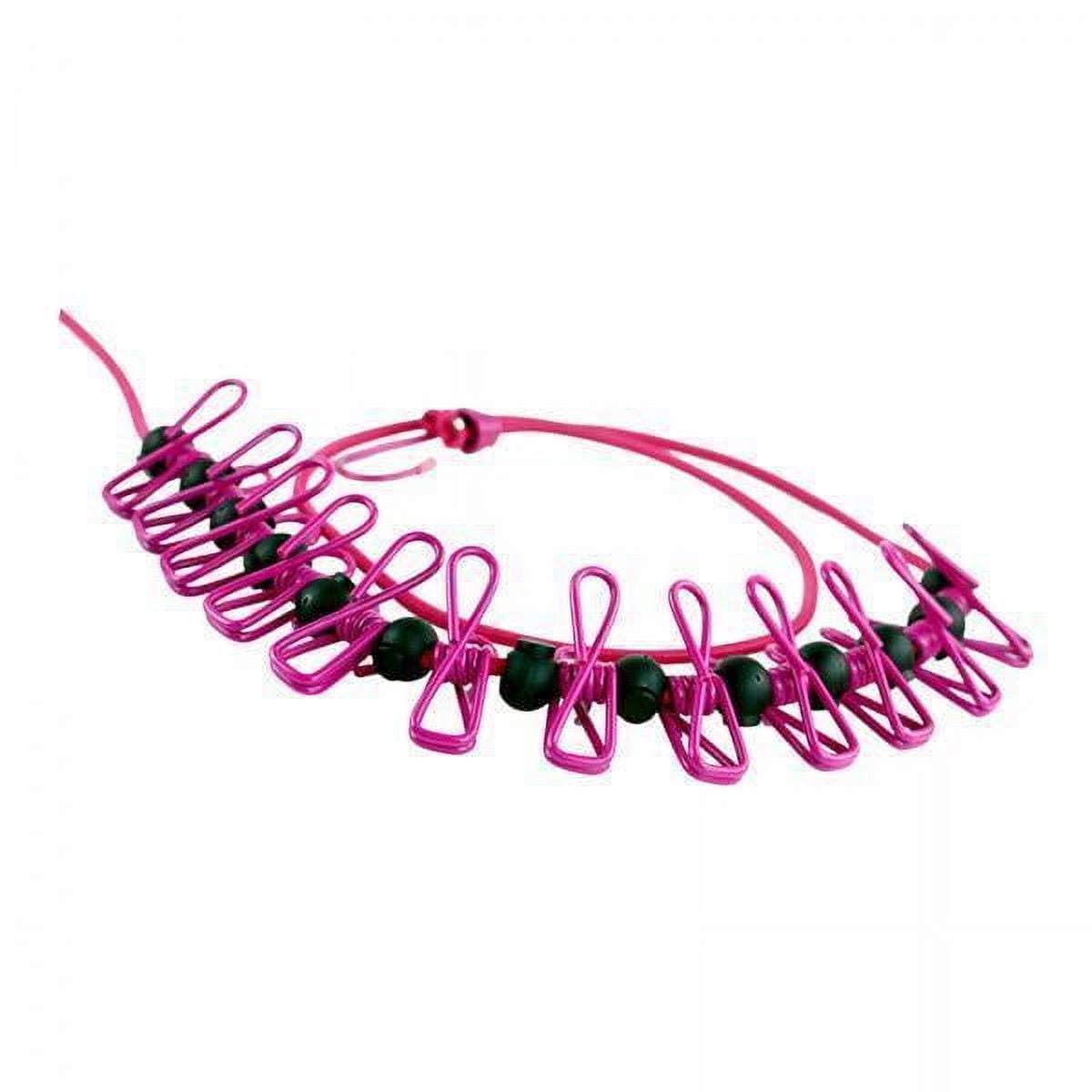 hengtong 2xStretchy Retractable Elastic Laundry Clothes Line for Hotel Camping Backyard Rose Red