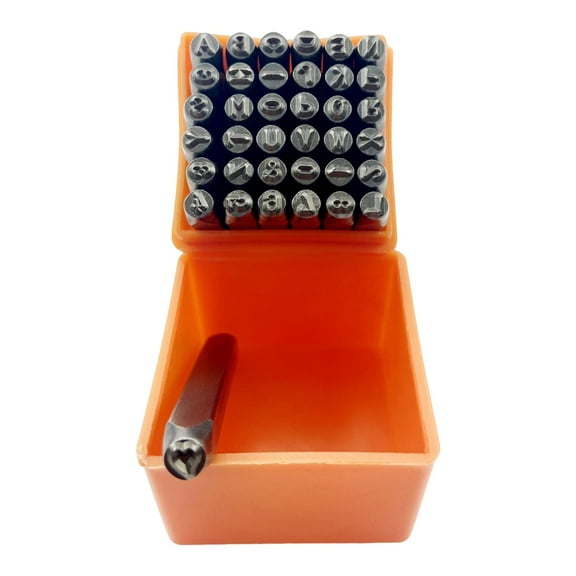 hengtong 37Pcs Metal Stamping Tool Set Hammer Leathercraft Stamp Punch DIY (1/8") 3mm for