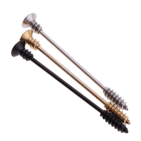 hengtong 3x3 Pieces Stainless Steel Hip Hop 3D Cross Screws Earrings Piercing 3 Pcs