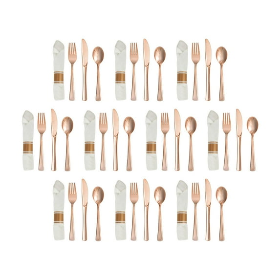 hengtong 40Pcs Silverware Set Service Dinner Cutlery for Everyday Use Wedding Dinners Champagne