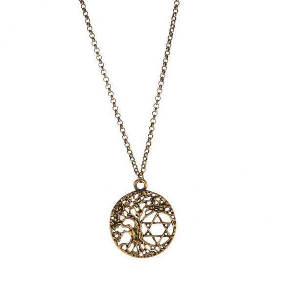 hengtong 4xVintage Plated Tree of Life Round Pendant Necklace for Women Golden