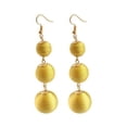 thumbnail image 1 of hengtong 6xBoho Thread Three Ball Long Linear Dangle Drop Piercing Earrings Yellow, 1 of 9