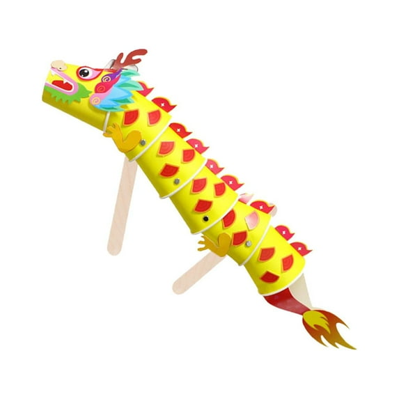 hengtong Animal Paper Cup Model Chinese Paper Dragon Decoration Handwork 3D DIY paper cup Yellow