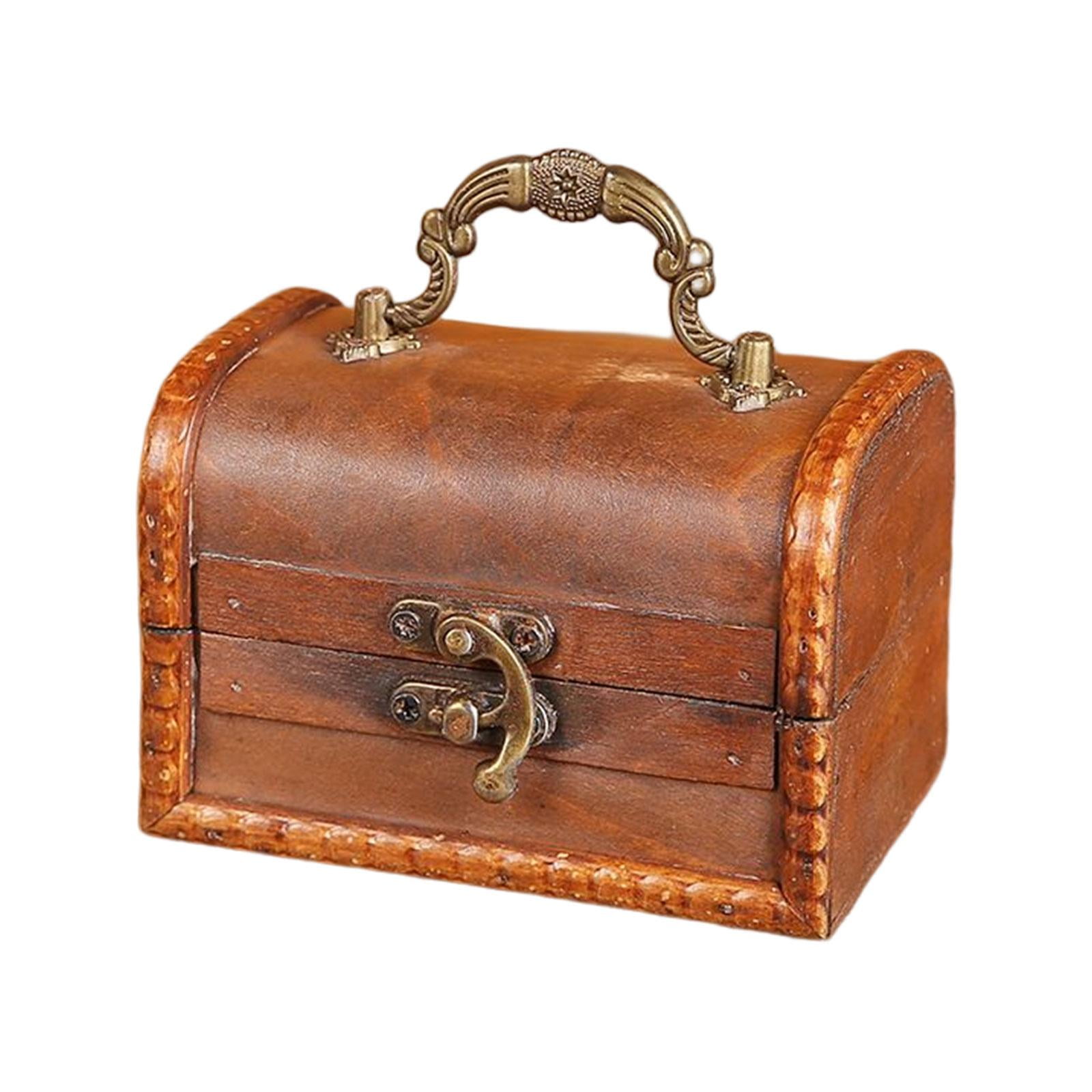 Handmade Wooden Treasure Chest Piggy Bank With Lock - Carved Design, For Savings & Gifts (Brown)