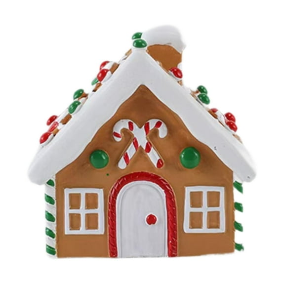 hengtong Christmas Gingerbread House Resin Figurine Collectible Village House Xmas Tabletop Decoration for Cafe Micro Landscape Office Style A