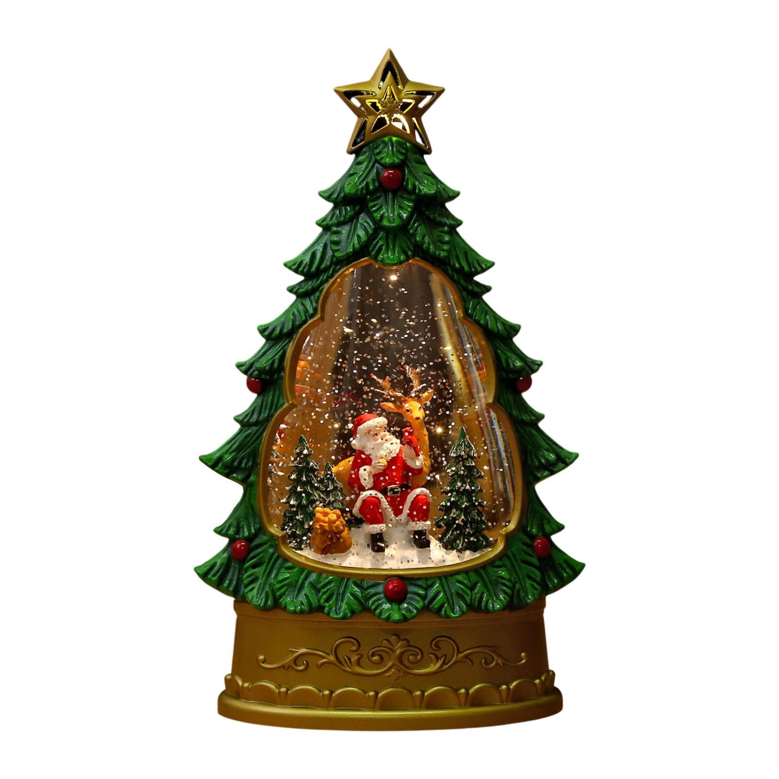 hengtong Christmas Snow Globe Christmas Tree Music Box Glitter Table