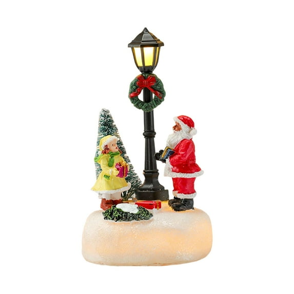 hengtong Christmas Village Scene Lamp Post Figurine for Table Decor Christmas Decorations Collectible Holiday Xmas Accessories Lighted Style A