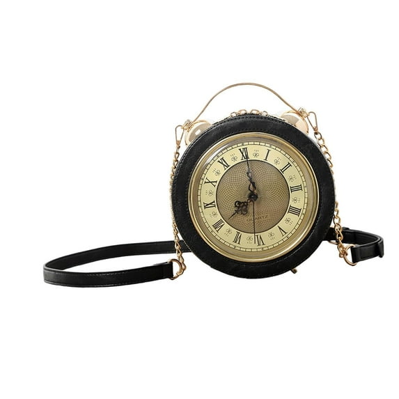 hengtong Clock Purse Crossbody Bag Handbag Gift for Mom Girlfriend Women Shoulder Bag Black