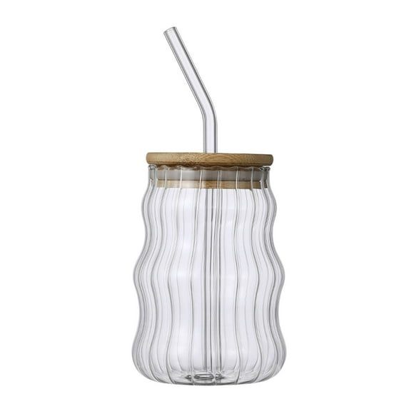 hengtong Creative Glass Jar with Reusable Transparent Drinkware Coffee Cup A