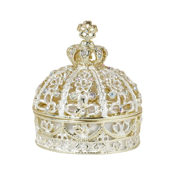 hengtong Crown Jewelry Box with Lid Wedding Box Jewelry Trinket Box for Girls Women Gold