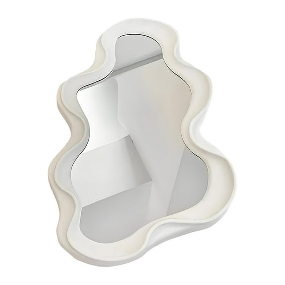 hengtong Irregular Border Mirror Wall Mounted Mirror for Dresser Bathroom Living Room White