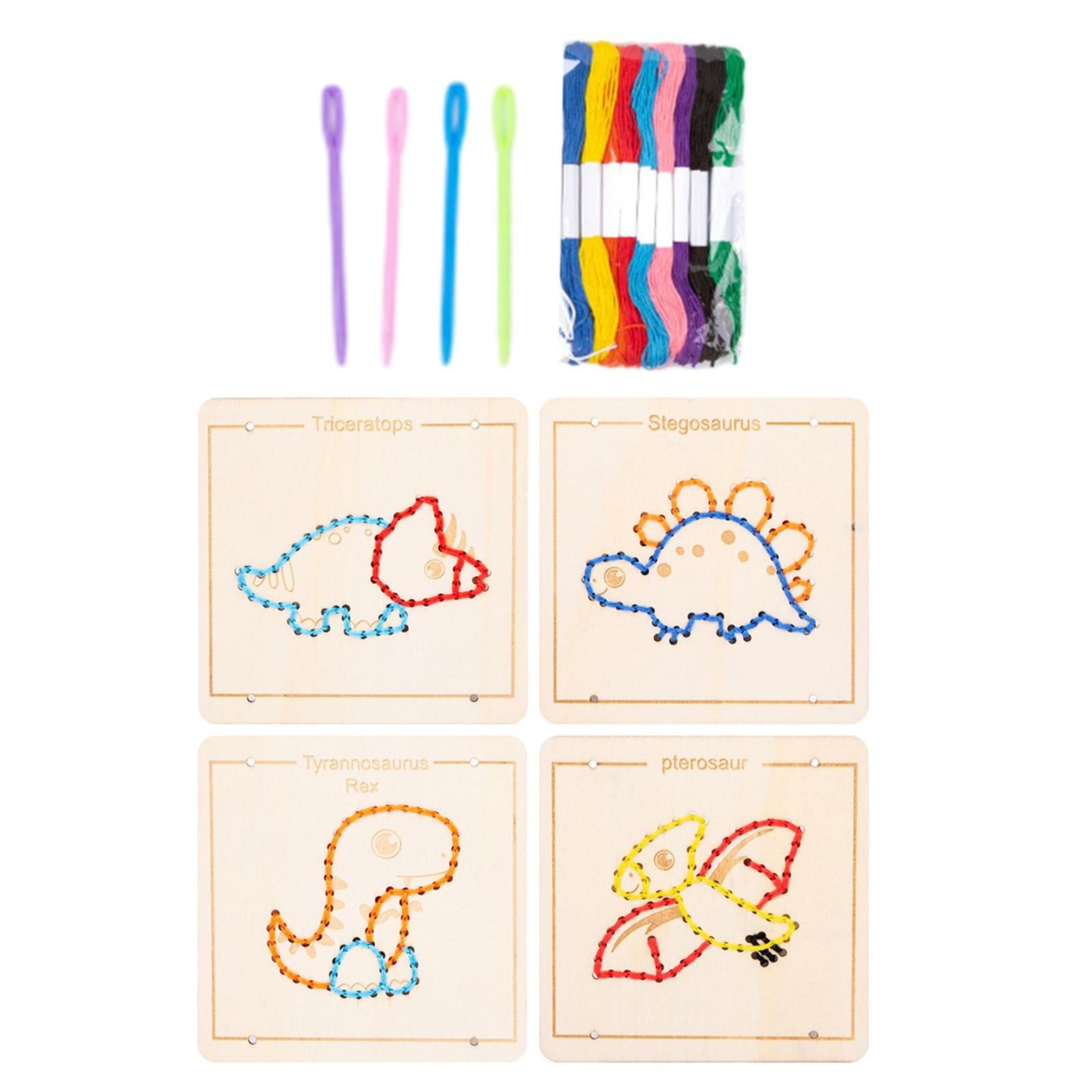 Curated visual reference: Dino Themed Puzzle Lacing For Interactive Play Reference: Hengtong Kids Embroidery Puzzle Wooden Lacing Toy Threading Board Dress