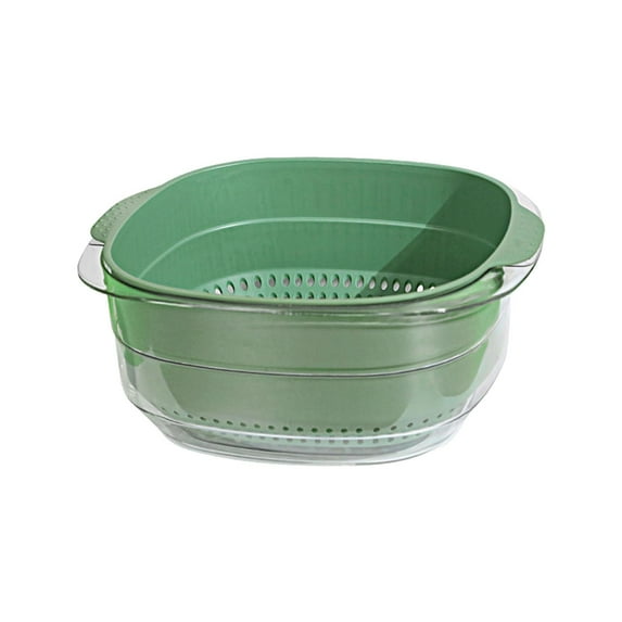 hengtong Kitchen Colander Strainer Bowl Set Food Storage Basket Detachable Kitchen Gadget dark green