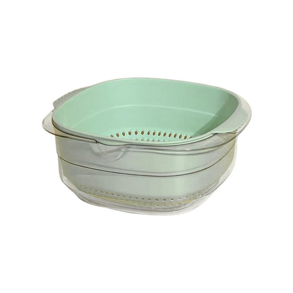 hengtong Kitchen Colander Strainer Bowl Set Food Storage Basket Detachable Kitchen Gadget light green