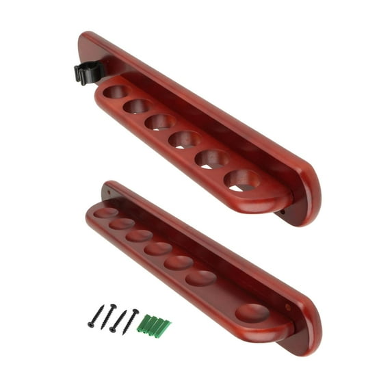 hengtong Pool Cue Rack Wall Mount Holds 7 Cues Pool Cue Holder for Billiard Players Red wood