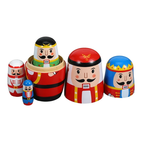 hengzirui 1 Set Christmas Matryoshka Doll Novelty Christmas Nutcracker Nesting Doll Desktop Wood Russian Doll