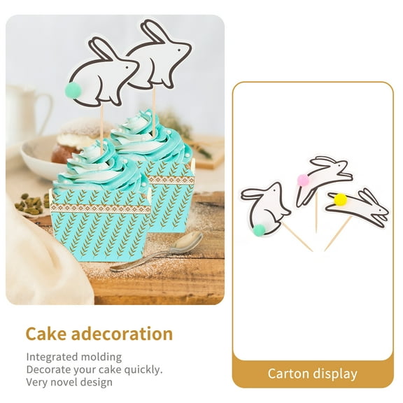 hengzirui Cake Adornments 18pcs Easter Bunny Cupcake Topper Rabbit Cake Insert Chic Cake Ornament