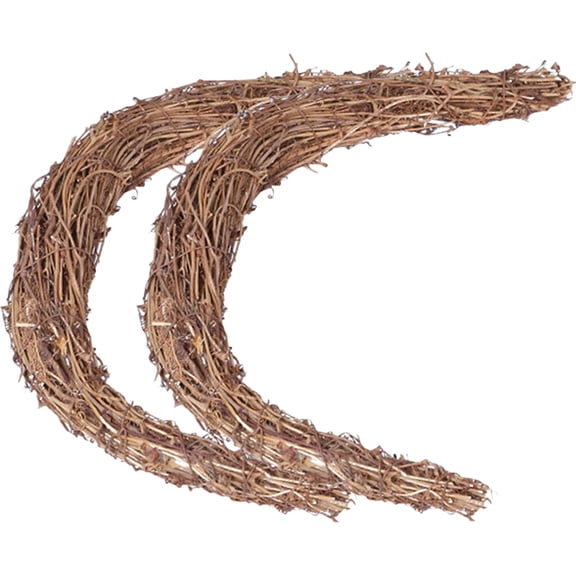 hengzirui DIY Rattan 2pcs Moon Shape Diy Nature Rattan Wreath Handmade Diy Rattans Home Decors