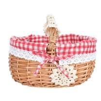 HORIALENCE Handwoven Picnic Basket Synthetic Material Red 1Pcs 28x24cm