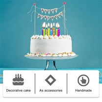 hengzirui birthday cake picks Happy Birthday Banner Cake Decor Cake Topper with Wooden Sticks Party Supplies