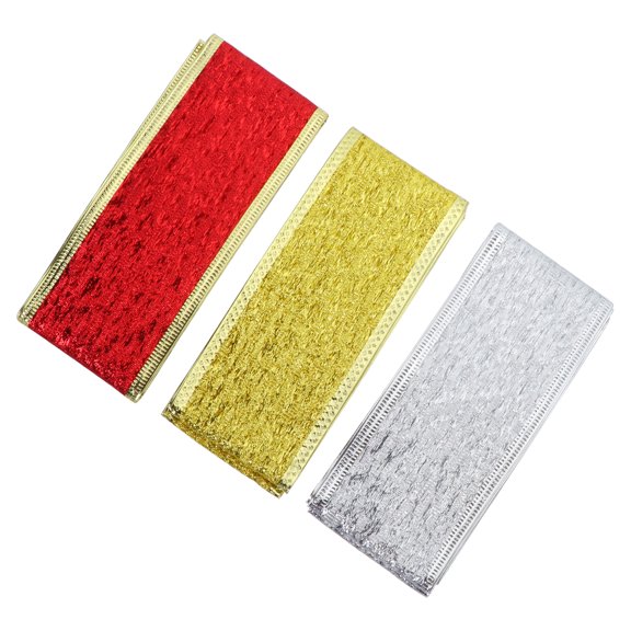 hengzirui gift wrapping band 3 Rolls of 200x5CM Christmas Decorative Ribbons Unique Gift Packaging Bands DIY Handmade Bowknot Ribbons Party Wedding Decoration (Golden Silver Red 1 Roll Each)