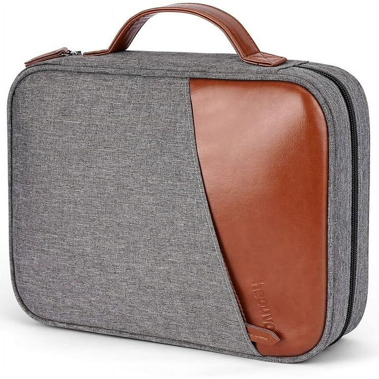 heouvo Bible Covers for Men Bible Carrying Case with Pockets Leather Handle Multi Functional Large Size Zippered Bible Bag Great for Bible