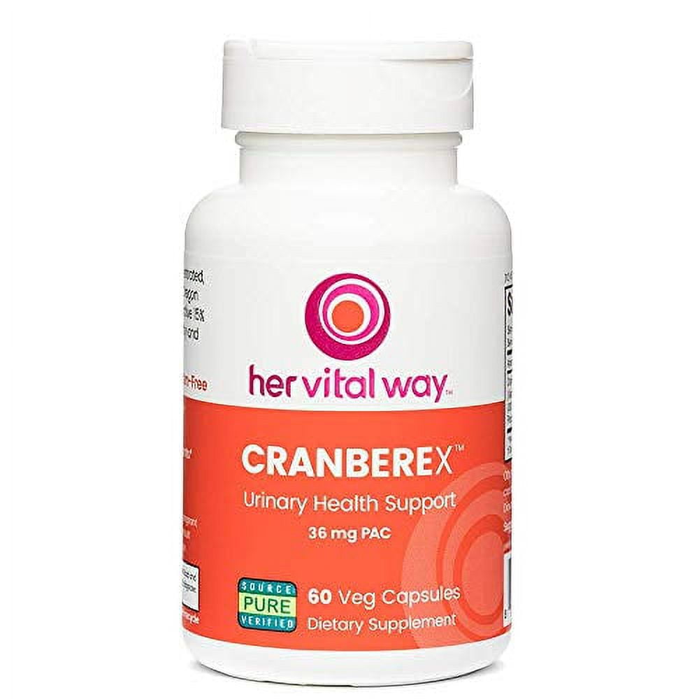 her vital way | Cranberex Cranberry 36mg PAC Supplement Pills | Cranberry Extract Capsules for Urinary Tract Health and Kidney Care