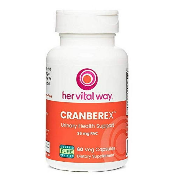 her vital way | Cranberex Cranberry 36mg PAC Supplement Pills | Cranberry Extract Capsules for Urinary Tract Health and Kidney Care