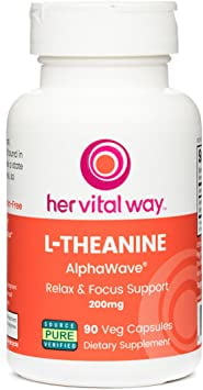 her vital way | L-Theanine Relax & Focus Support | 200mg Capsules | 90-ct | Promotes Relaxation without Drowsiness