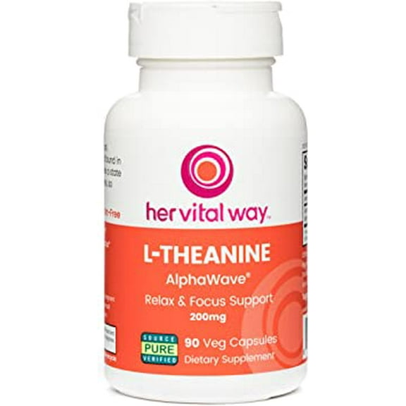 her vital way | L-Theanine Relax & Focus Support | 200mg Capsules | 90-ct | Promotes Relaxation without Drowsiness