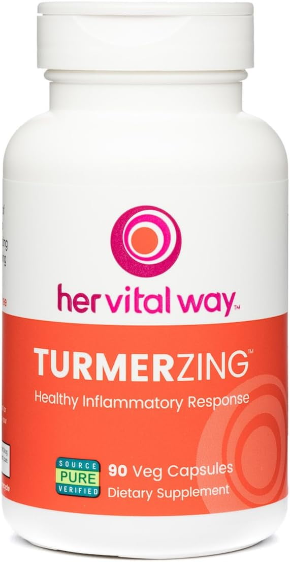 her vital way | TurmerZing™ Healthy Inflammatory Response | C-14 Tested Turmeric Extract & Ginger | 90 Capsules