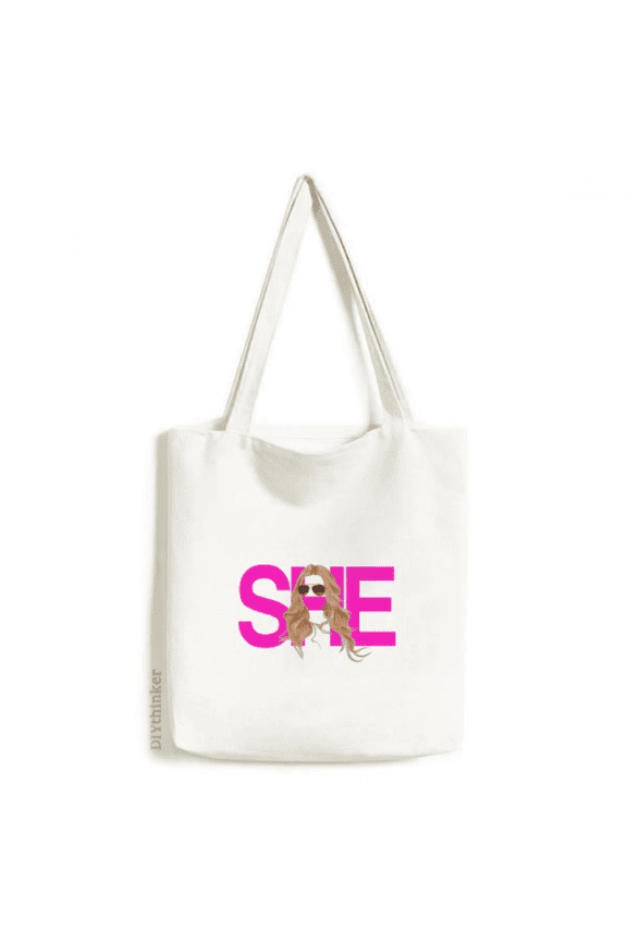 her women glasses art deco fashion tote canvas bag shopping satchel casual handbag