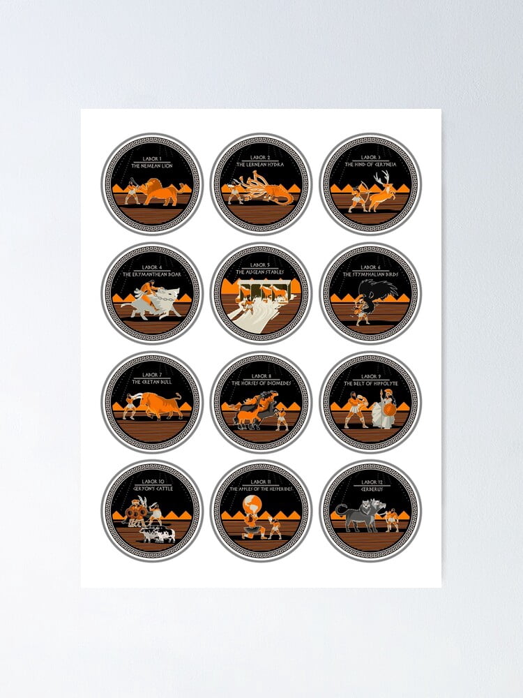 hercules heracles mythology twelve labors Fashion Art Decor Frame ...